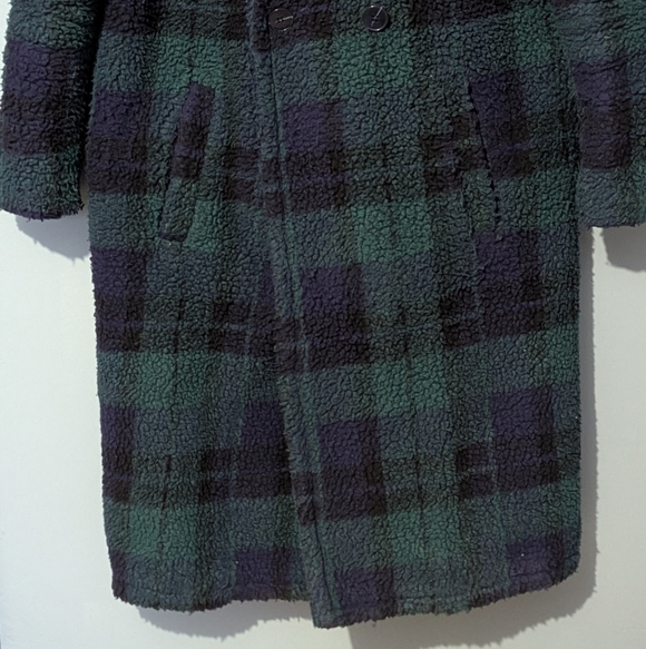 Belle Vere Teddy Bouclé Double Breasted Oversized Coat Tartan Plaid Preppy - Picture 3 of 12